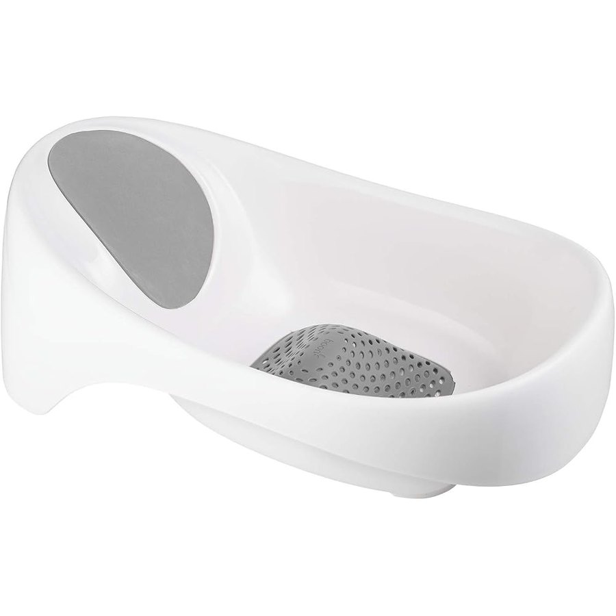 Boon Soak 3-stage bathtub in grey and white with adjustable support bump
