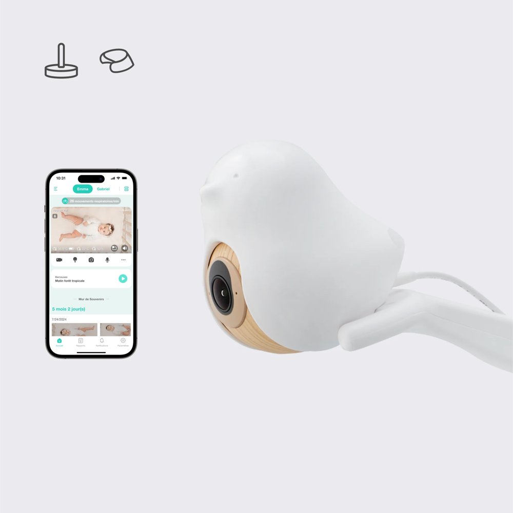 CuboAi Smart Baby Monitor 3 camera on floor stand