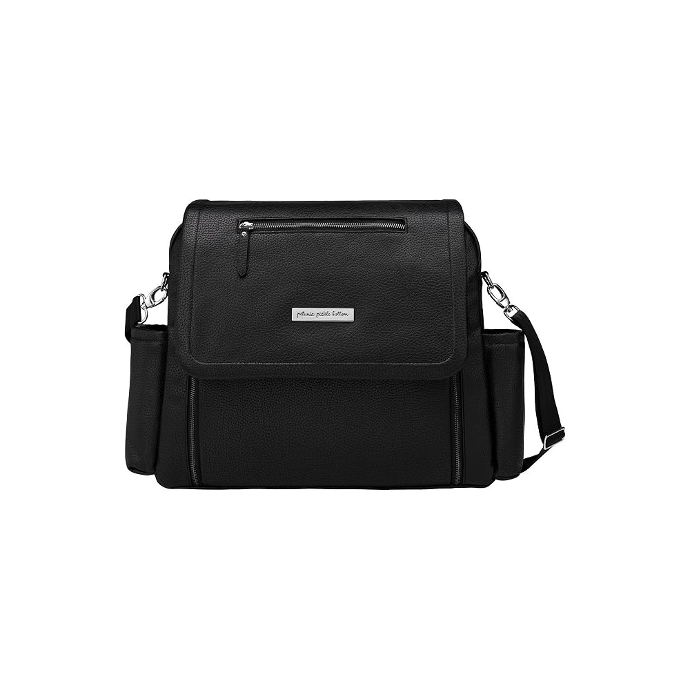 Petunia Pickle Bottom Boxy Backpack diaper bag in black leatherette