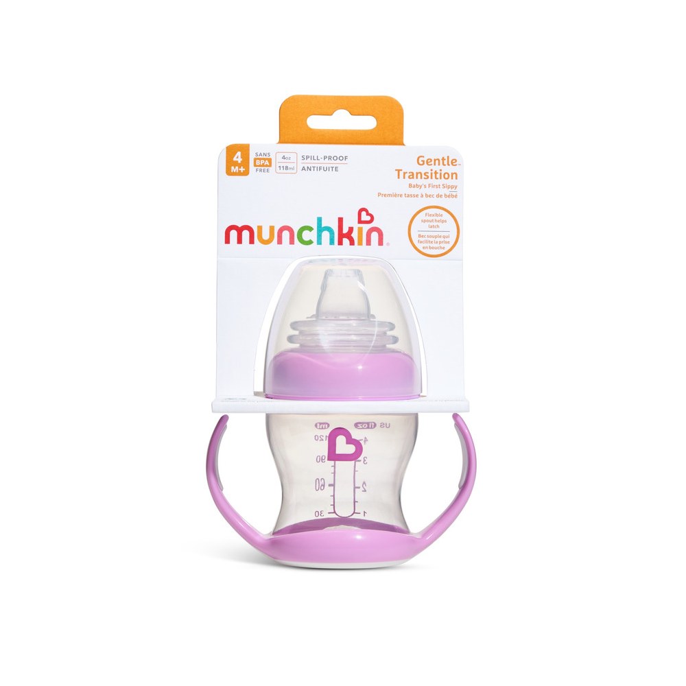 Munchkin Gentle Transition Sippy Cup with soft spout and handles, 4 ounce