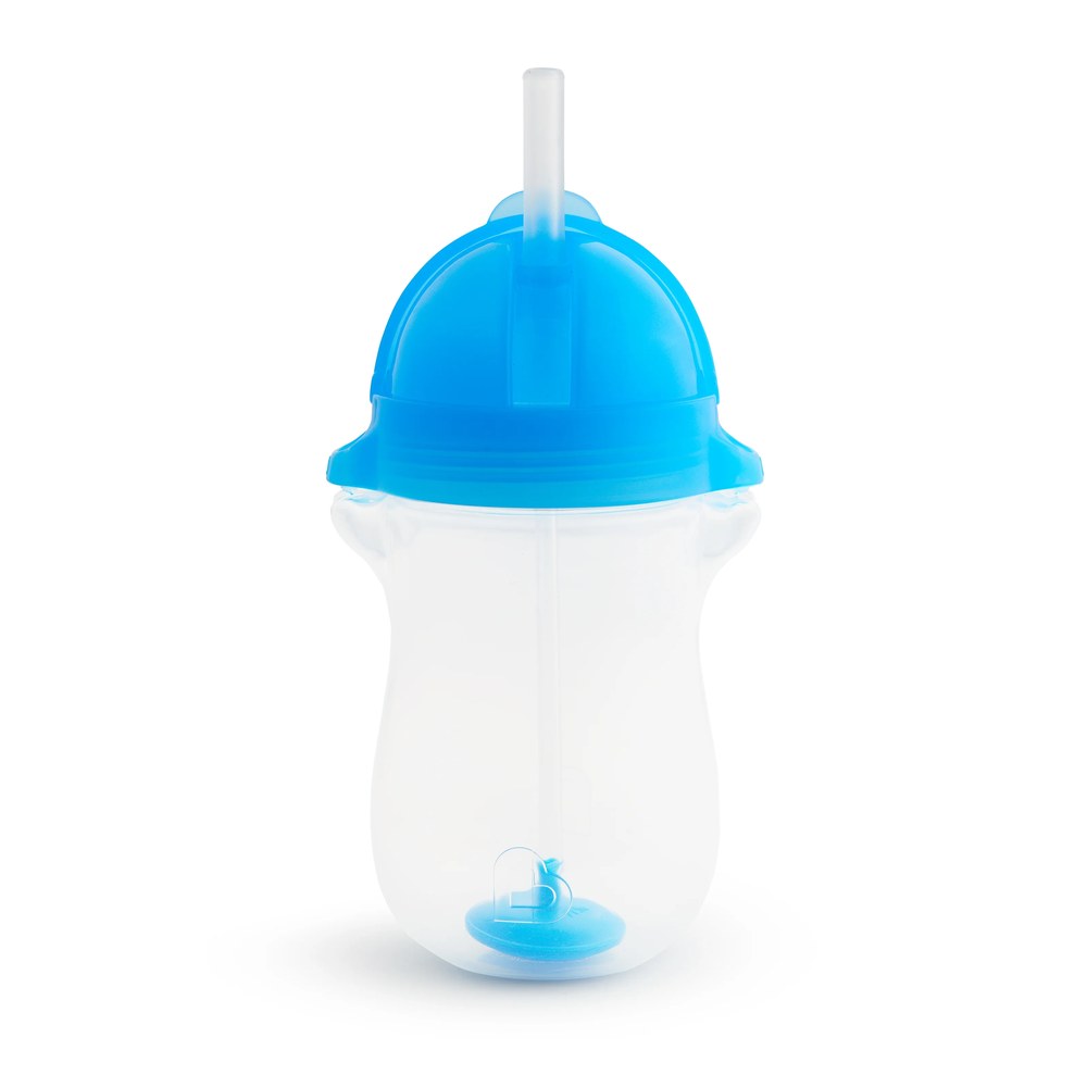 Munchkin Any Angle weighted straw cup with flip top lid, 10 ounce, blue
