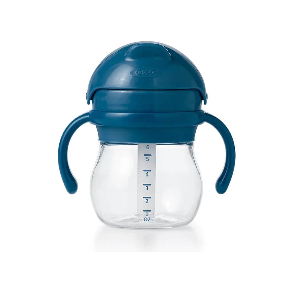 OXO Tot Transitions Straw Cup with removable handles, 6 ounce, teal