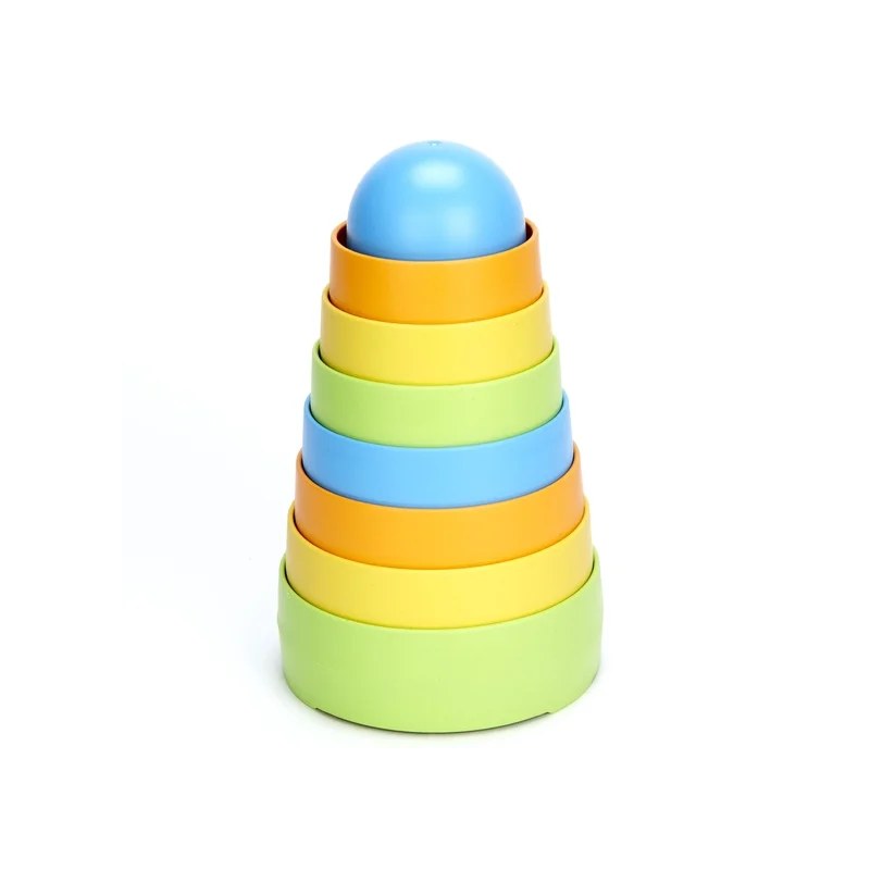 Green Toys Stacker with eight nesting pieces in graduated sizes